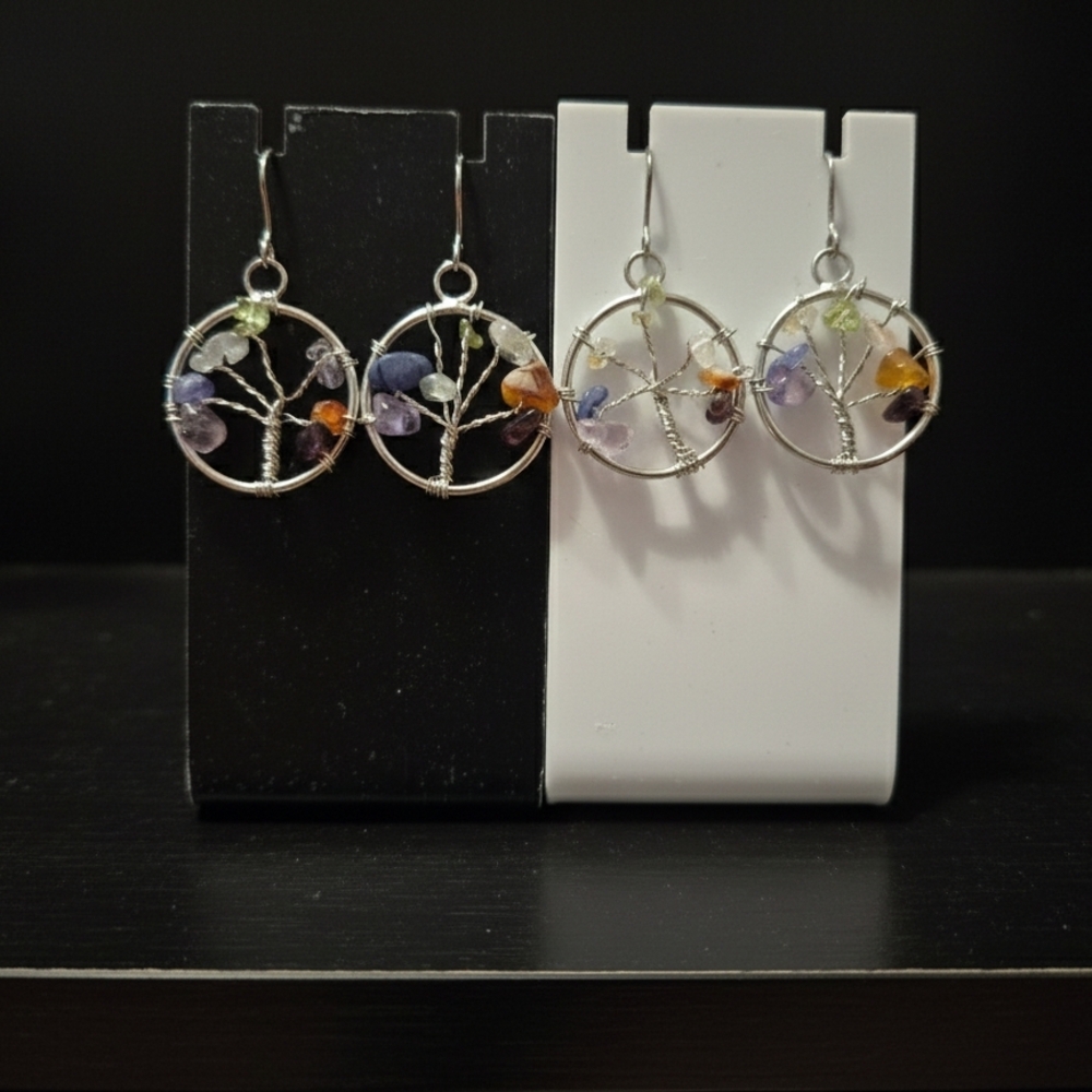 NEW Silver Chakra Tree of Life Earrings
